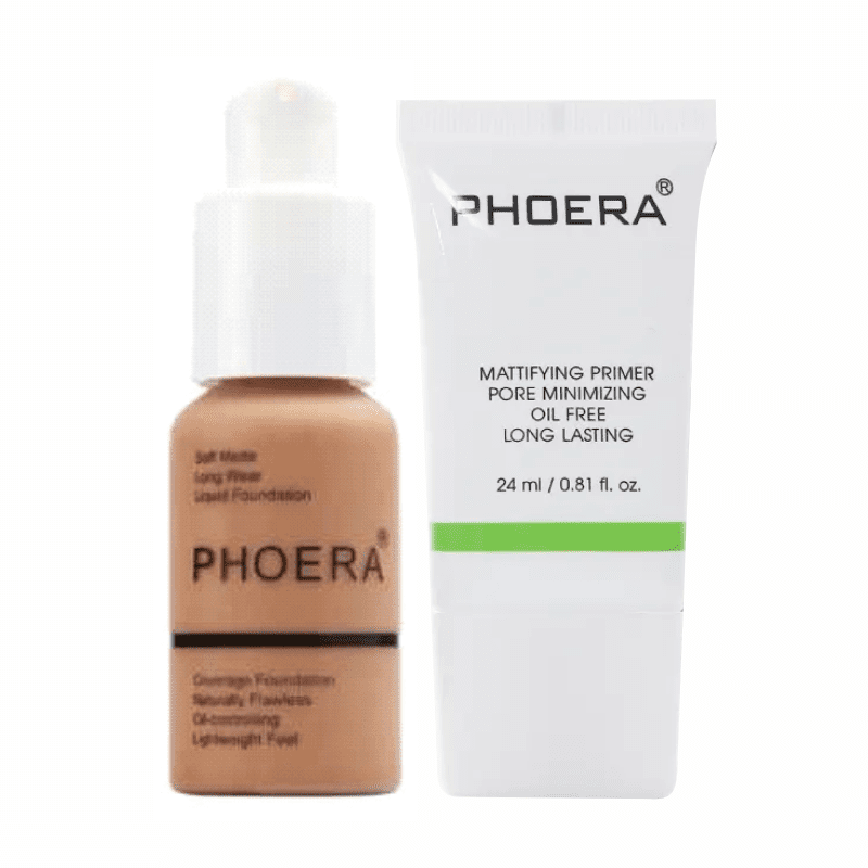 PHOERA Liquid Foundation & 24ml Mattifying Makeup Primer Combo