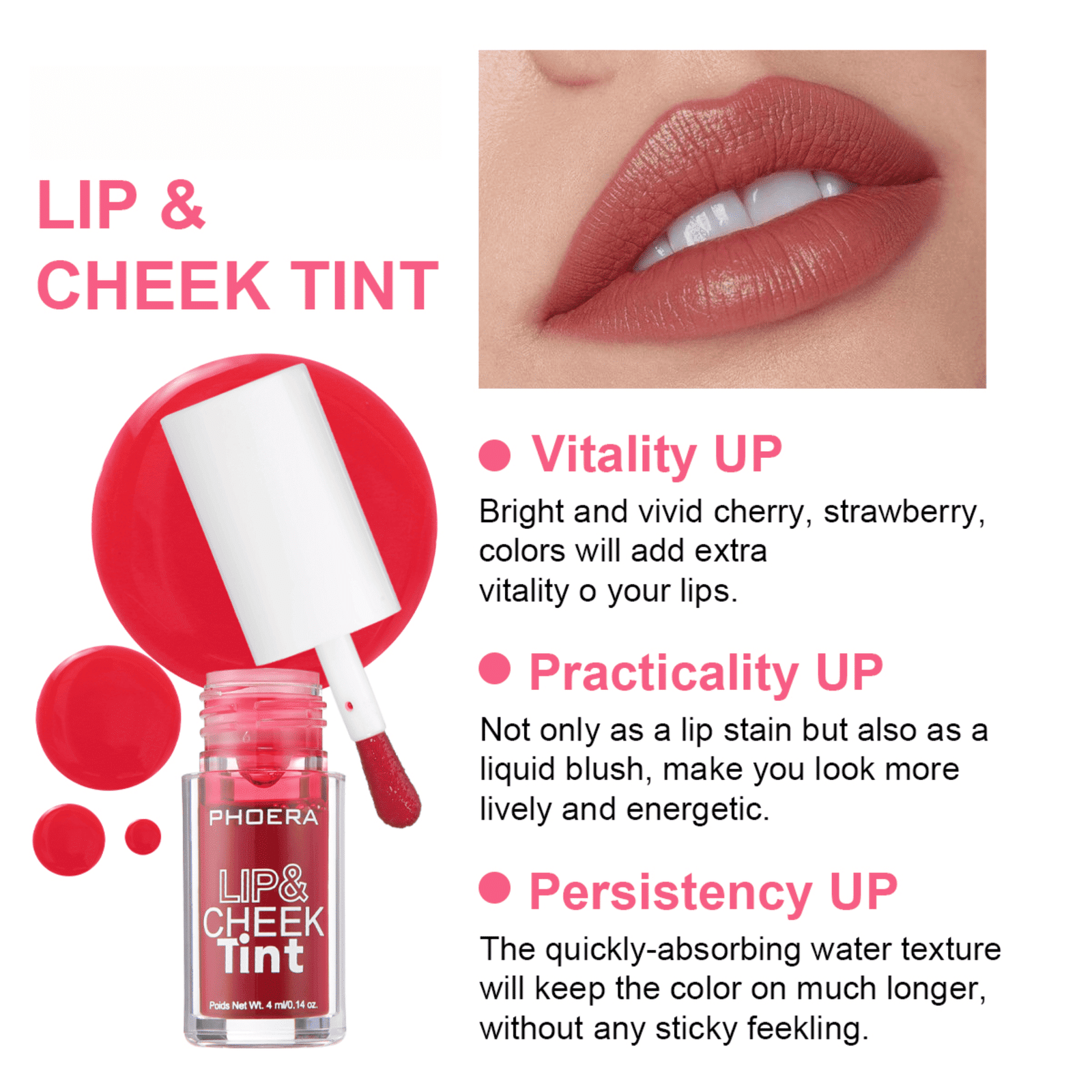 PHOERA Lip & Cheek Tint Matte Finish - Image 4
