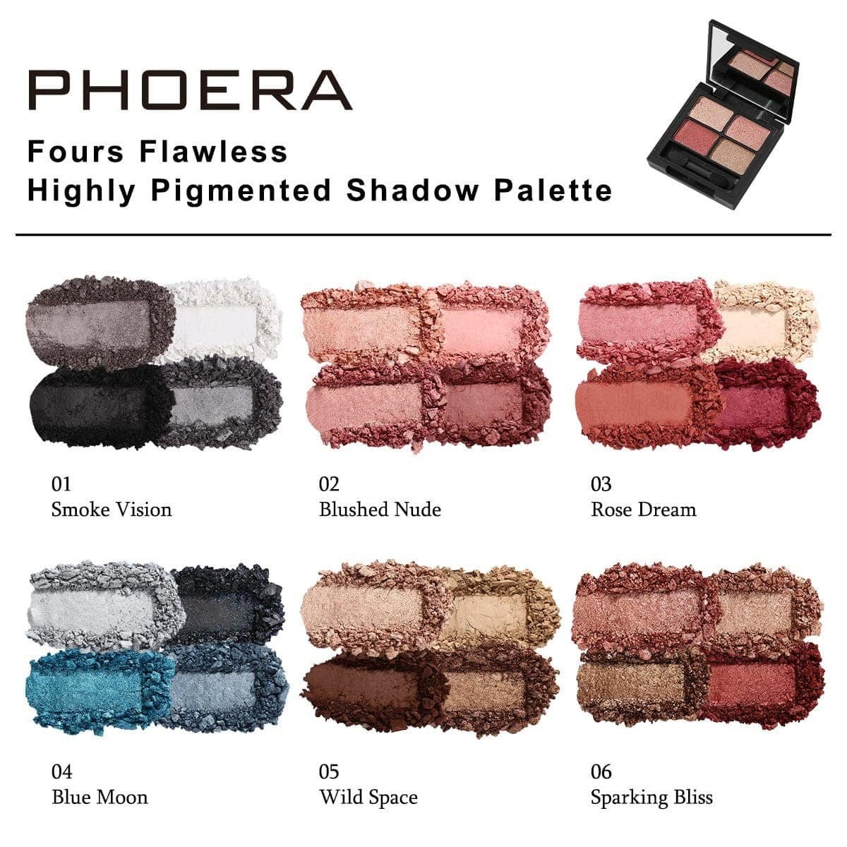 PHOERA Fours Flawless Highly Pigmented Shadow Palette - Image 5
